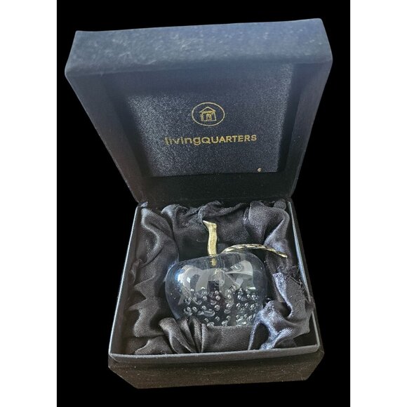 Great City Traders Art Glass Apple Paperweight Brass Stem & Leaf w Box - Picture 7 of 7